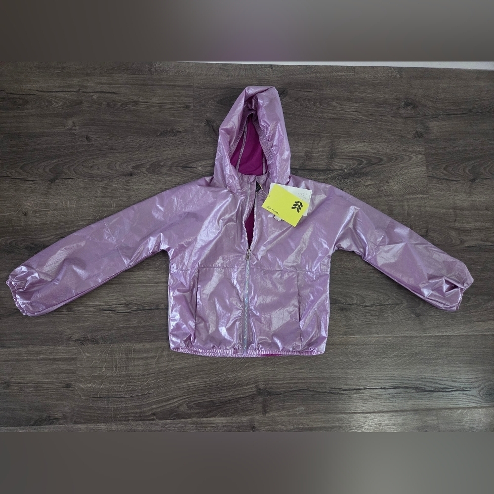 Iridescent Lavender Hooded Windbreaker Jacket Size L 10/12